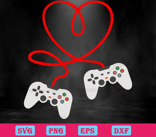 Video Gamer Valentines Day With Controllers Heart, Layered Svg Files