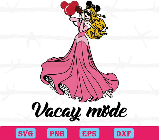 Cinderella With Mickey Head Vacay Mode, Svg Eps Dxf Png