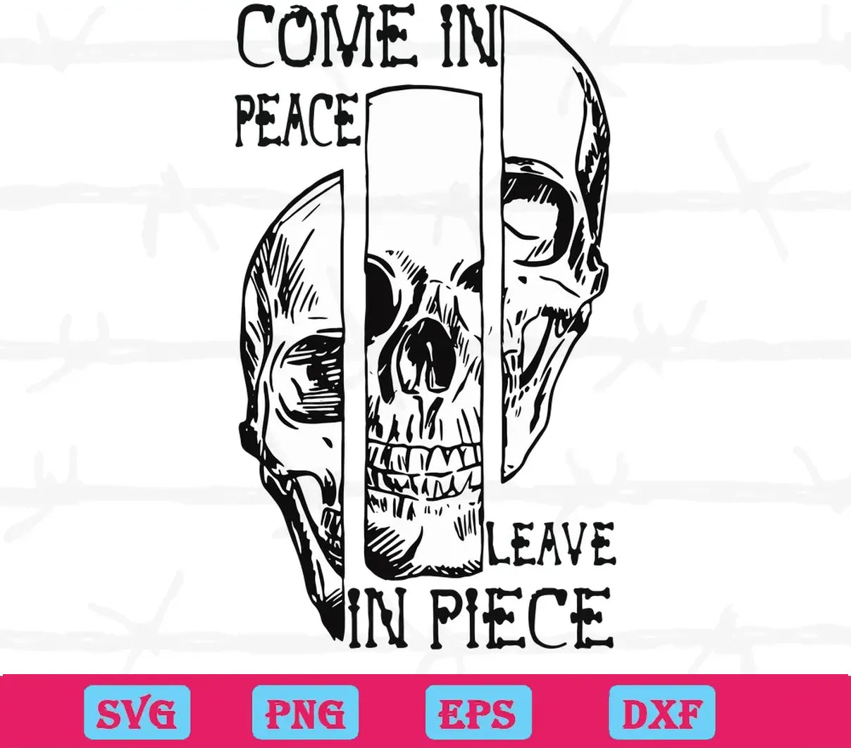 Come In Peace Leave In Piece Halloween Skull, Svg Files