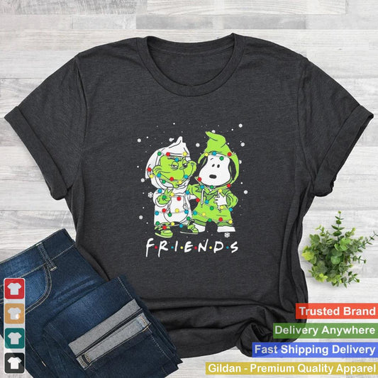 Baby Grinch And Snoopy Friends Merry Christmas Light shirt