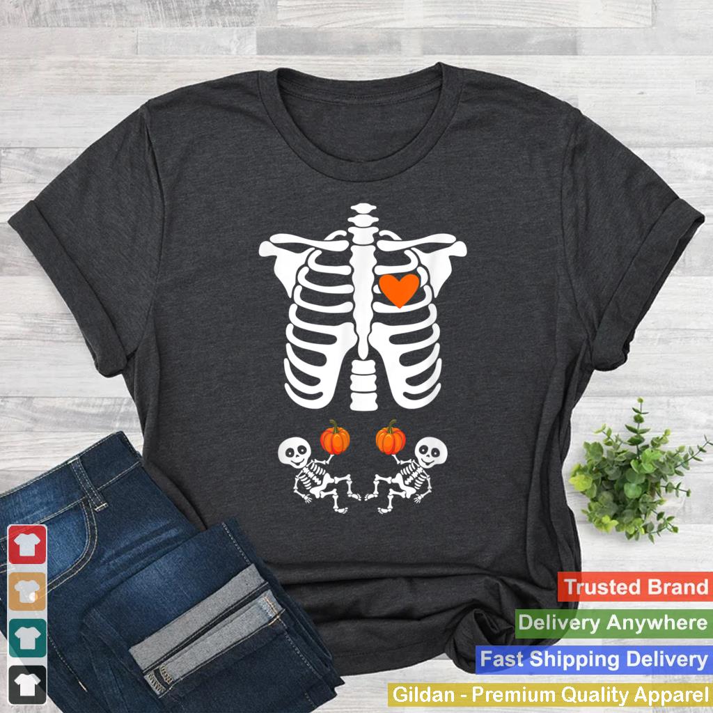 Baby Skeletons Thanksgiving Twins Pregnancy Announcement T Shirt