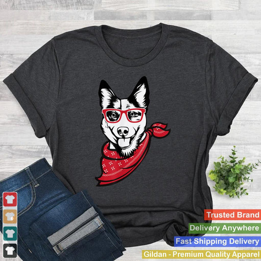 Australian Cattle Dog Face with Glasses Cute Gift T Shirt