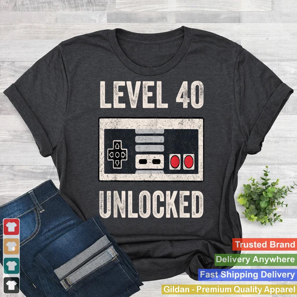 Level 40 Unlocked Video Gamer 40th Birthday Gift