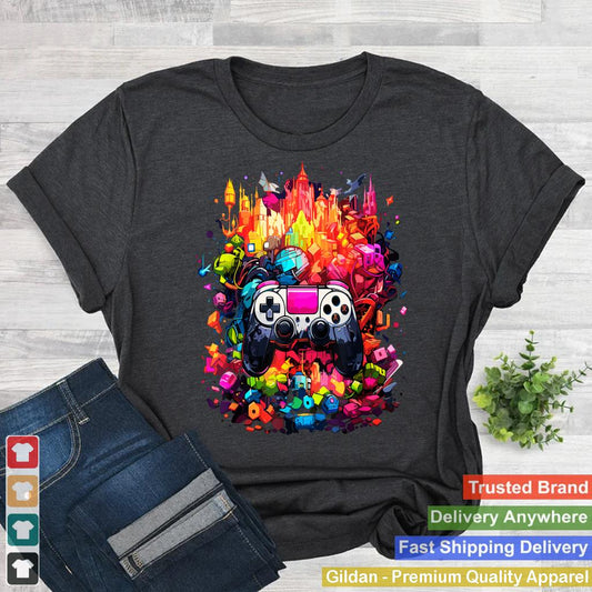 Colorful Video Game Controller Tie Dye Cool Gamer Gaming Tee