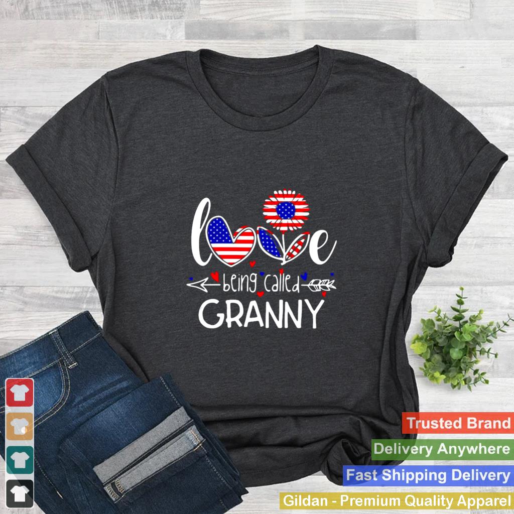 American Flag Flower Love Being Called Granny T shirt