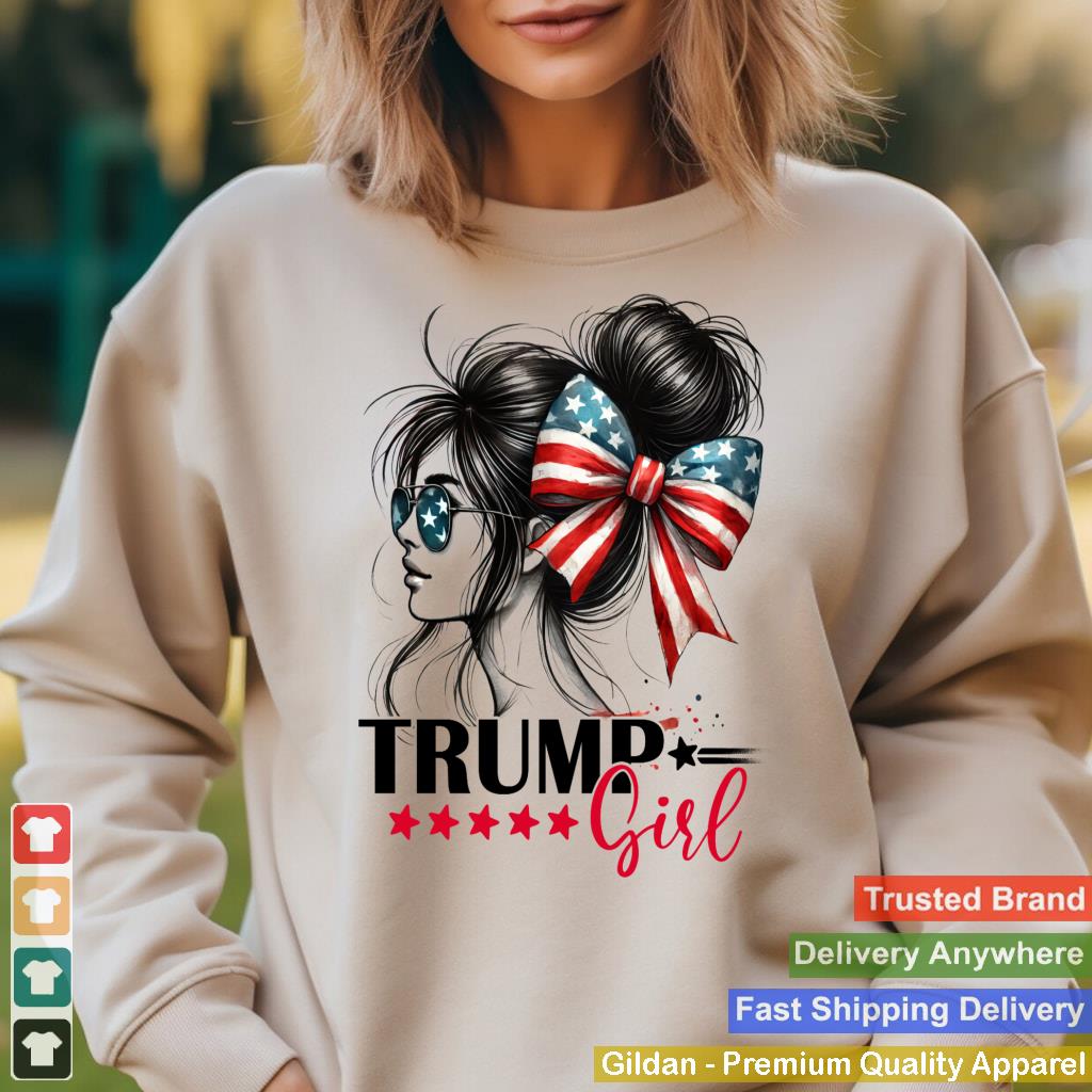 Trump Girl Messy Bun Sunglasses Trump 2024 USA Flag