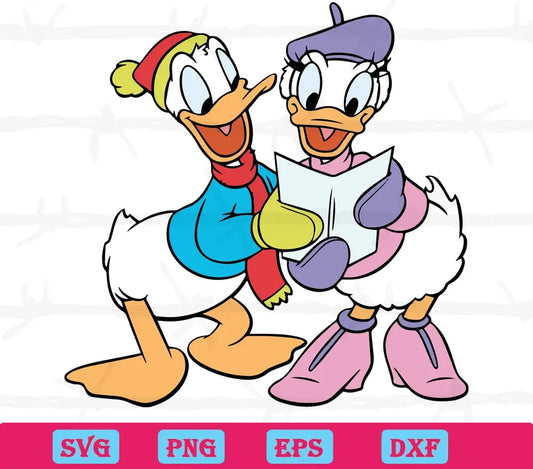 Donald And Daisy Duck Clipart, Svg Png Dxf Eps Cricut