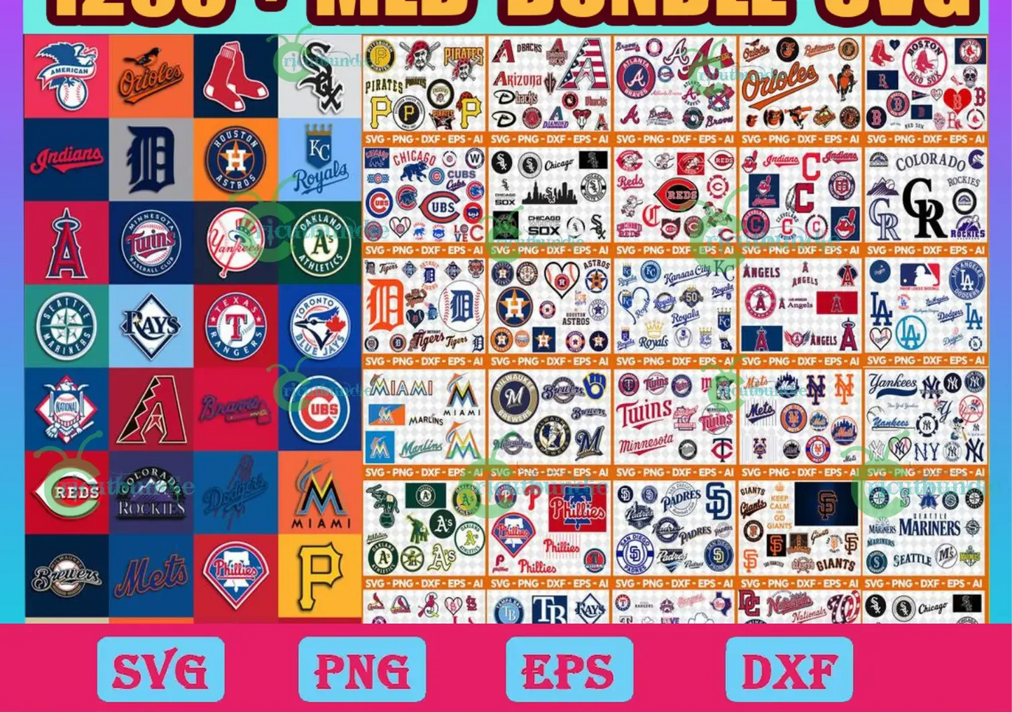 1200+ MLB Team Bundle Svg