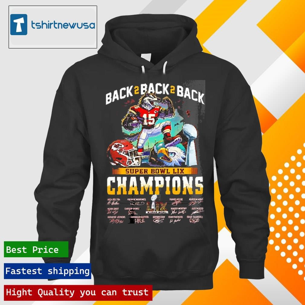 Top Kansas City Chiefs Back 2 Back 2 Back Super Bowl Champions 2025 T Shirt