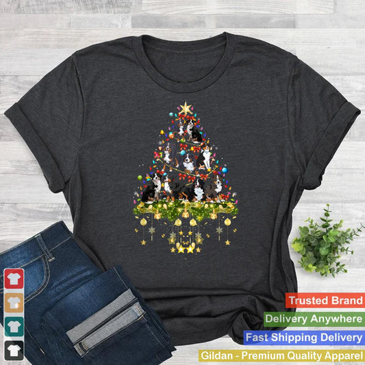 Bernese Mountain Christmas Tree Lights Funny Xmas Lover T Shirt