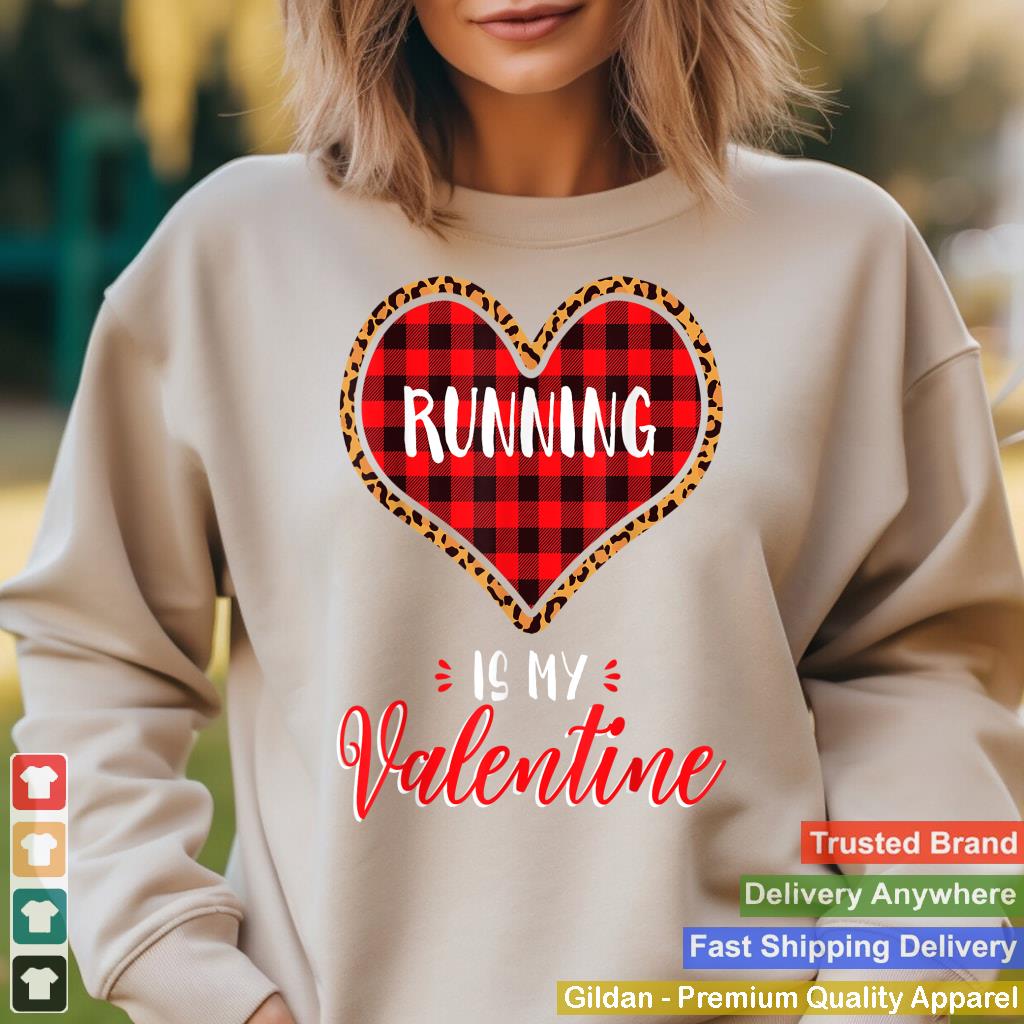 Running is My Valentine Leopard Buffalo Plaid Heart Marathon