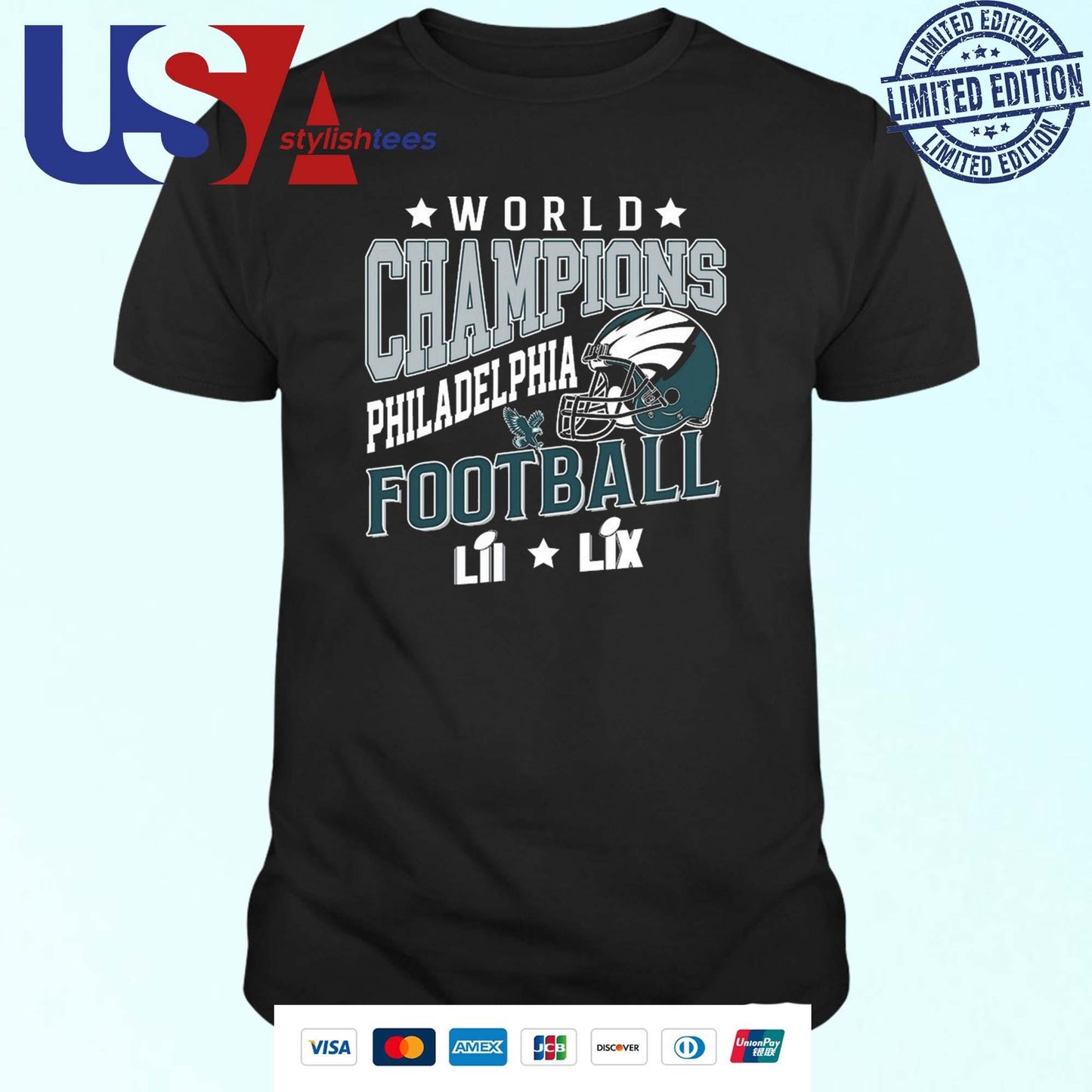 Philadelphia Football LIX 2024-2025 2x World Champions LII And LIX Shirt