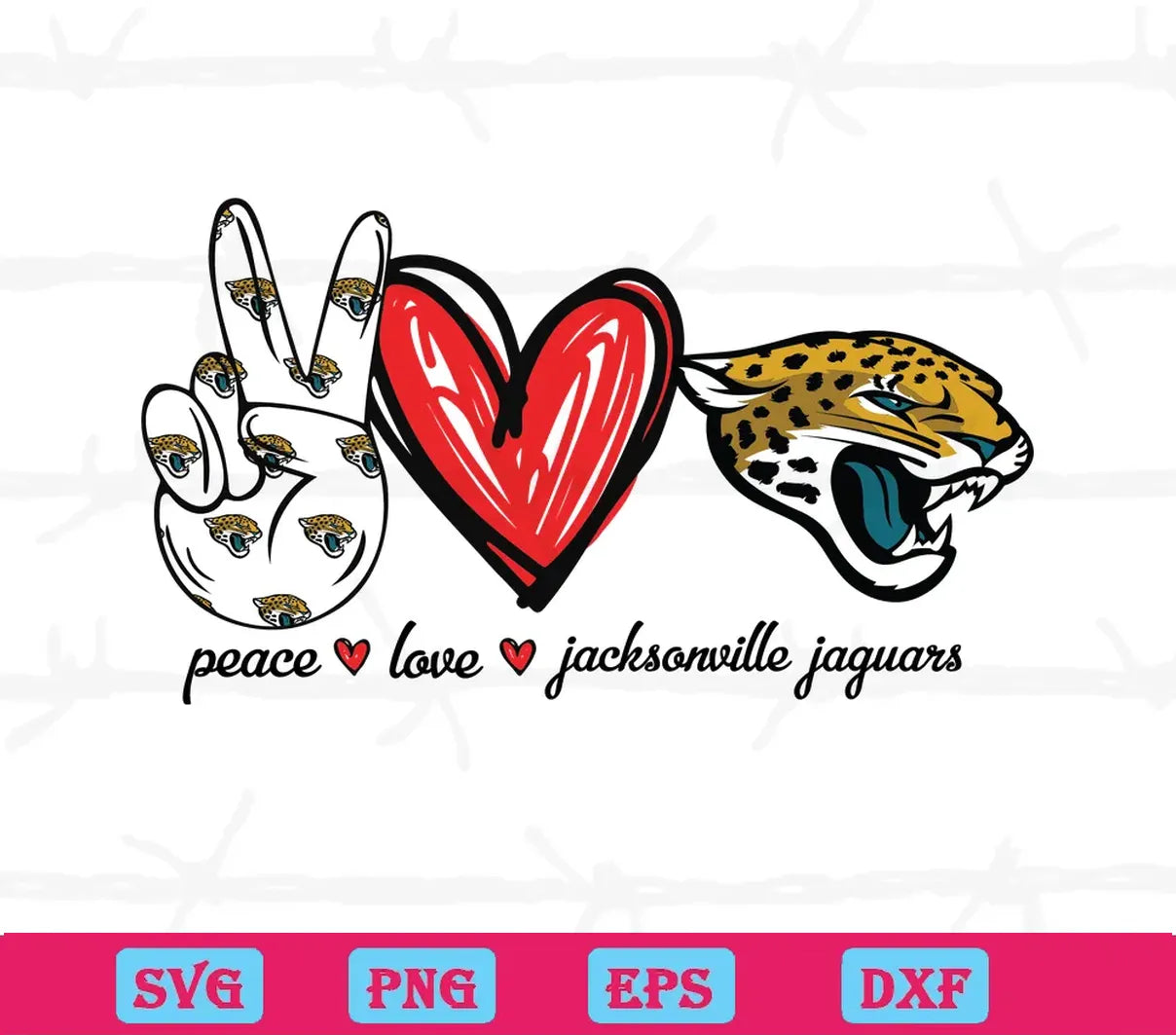 Peace Love Jacksonville Jaguars, Svg Png Dxf Eps