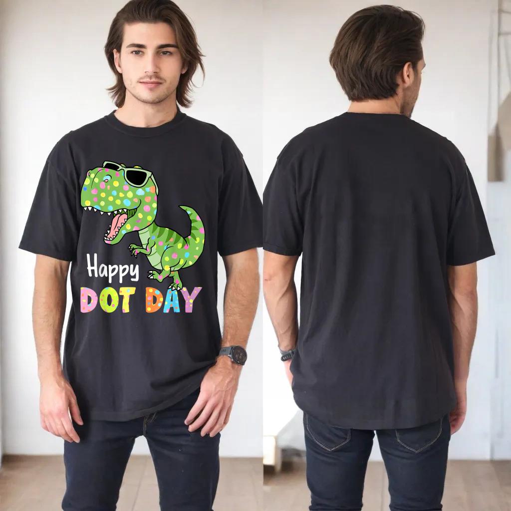 Happy Dot Day Colorful Polka Dot Dinosaur T-Rex Kids Toddler