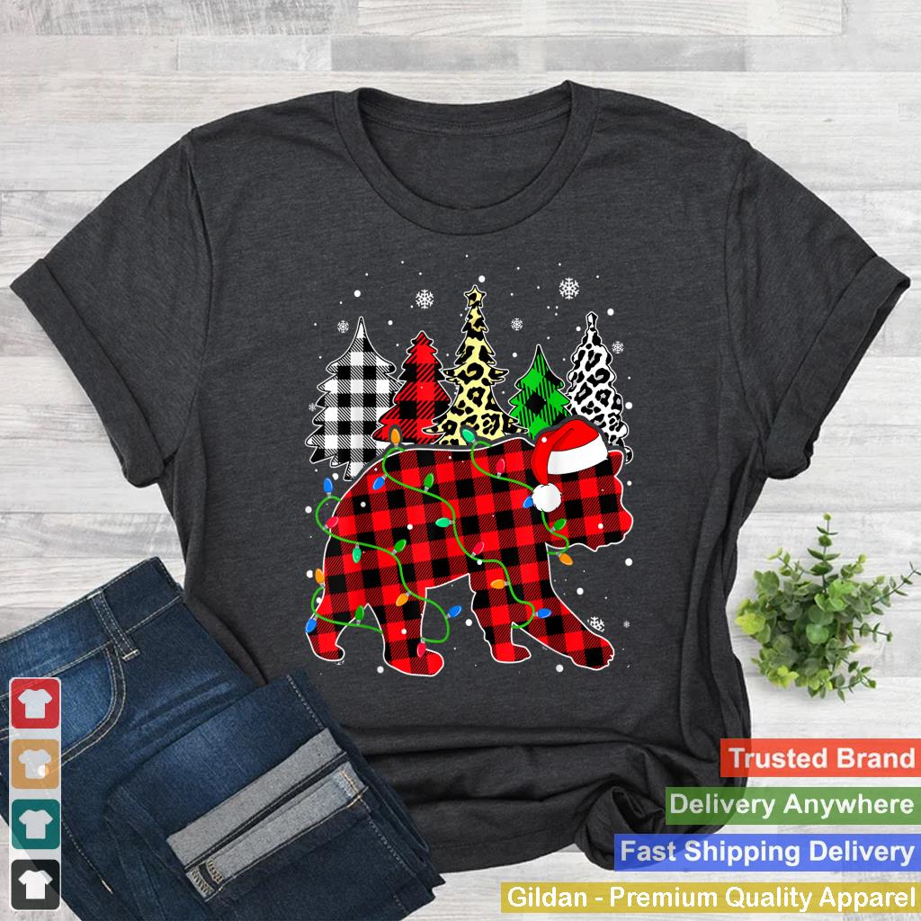 Xmas Bear Animals Christmas Buffalo Plaid Leopard