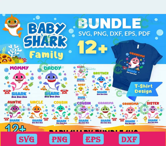 12+ Baby Shark Family Bundle Svg