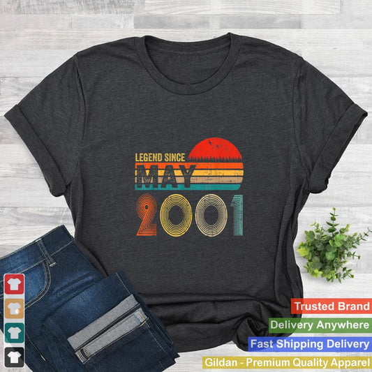 20 Years Old Retro Birthday Gift Legend Since May 2001 T Shirt