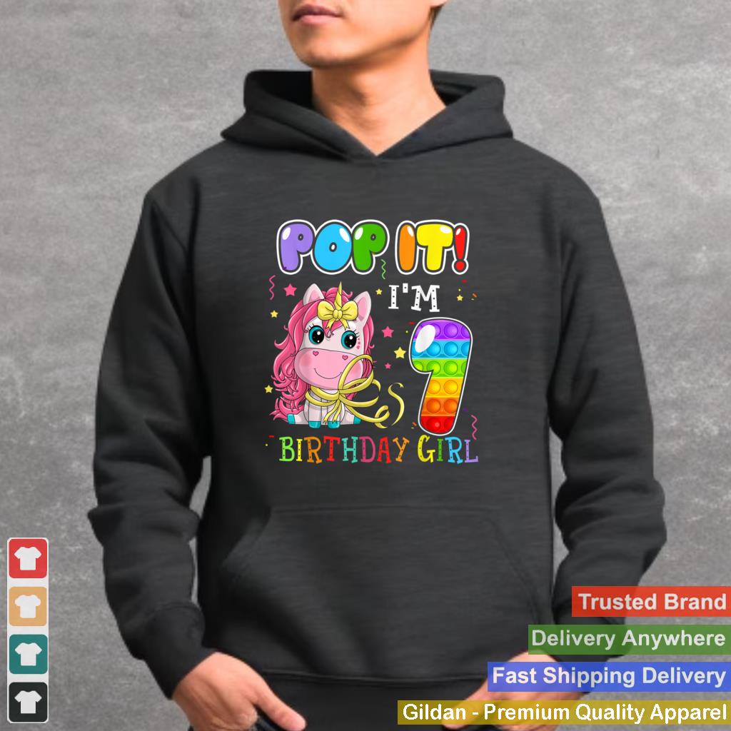 Im 7 Years Old 7th Birthday Unicorn Girls Pop It Fidget T Shirt 2