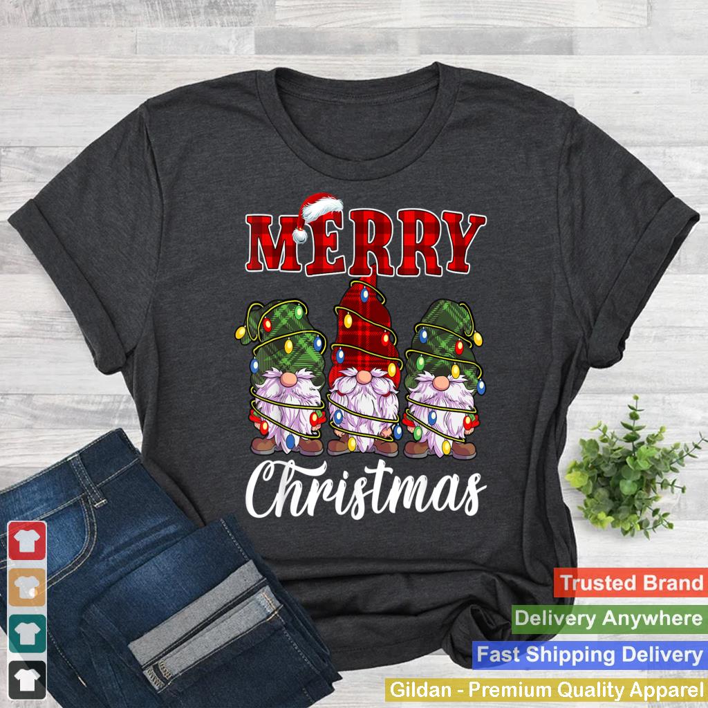 Gnome Family Christmas Shirts for Women Men Buffalo Plaid Long Sleeve