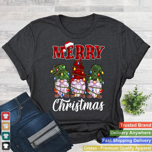 Gnome Family Christmas Shirts for Women Men Buffalo Plaid Long Sleeve