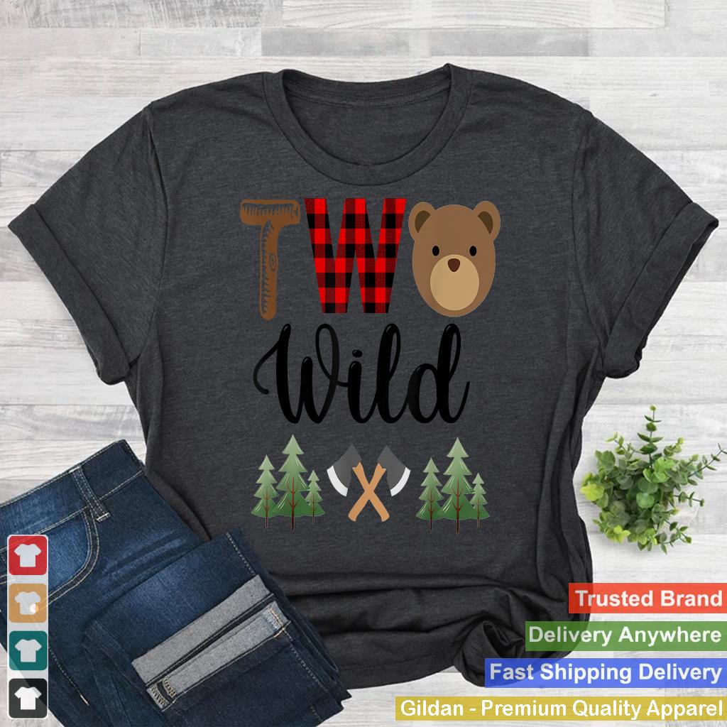 Two Wild Birthday Outfit Girl Buffalo Plaid Bear 2nd Bday