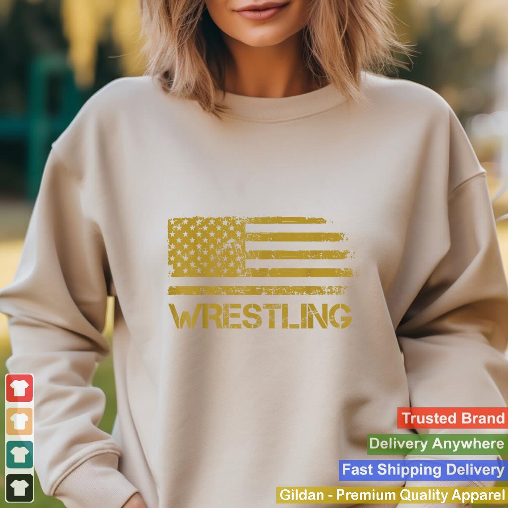 Wrestling Wrestler American USA Flag Patriotic Vintage Men