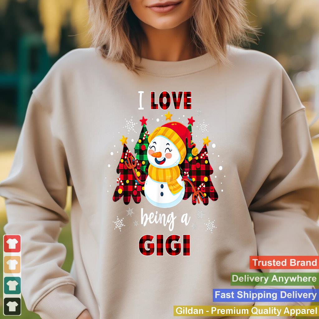 I Love Being A Gigi Snowman Christmas Xmas Buffalo Plaid