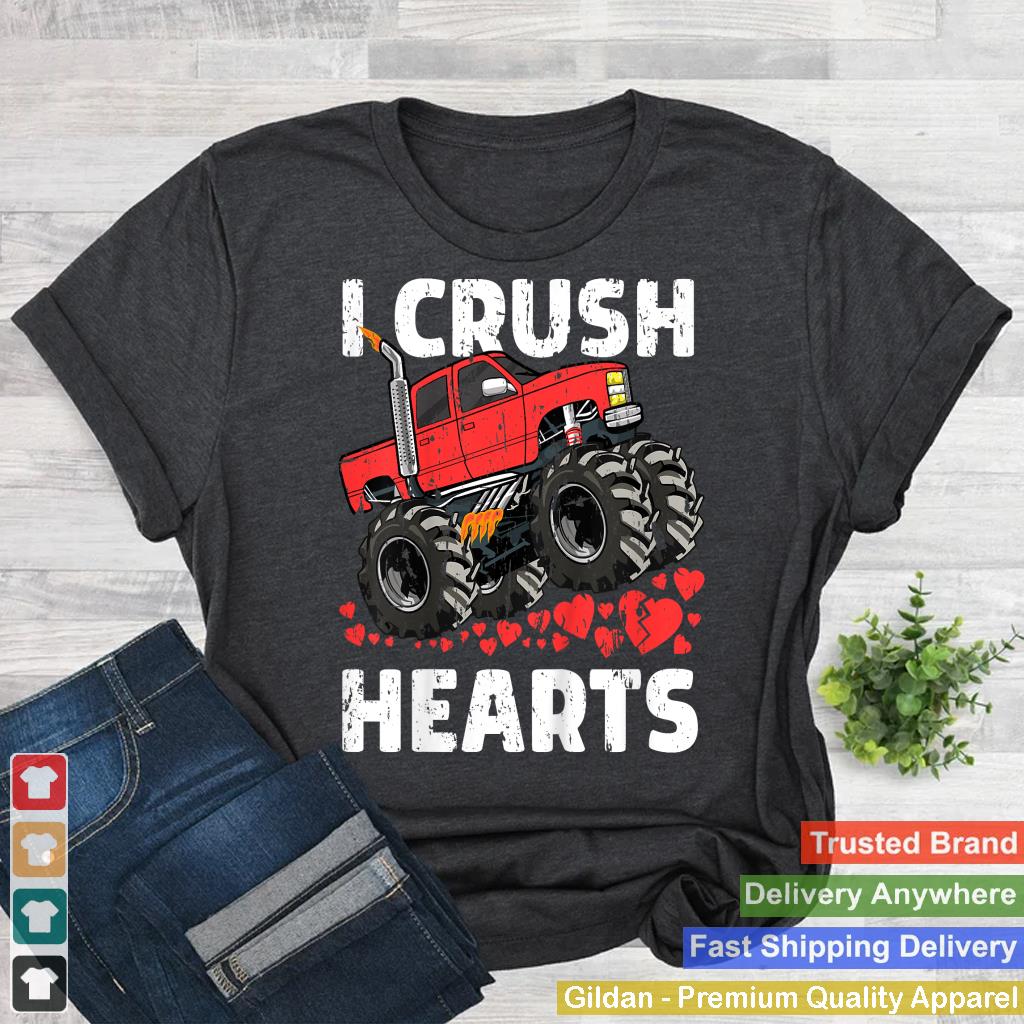 Valentines Day Monster Truck Boys Toddler I Crush Hearts