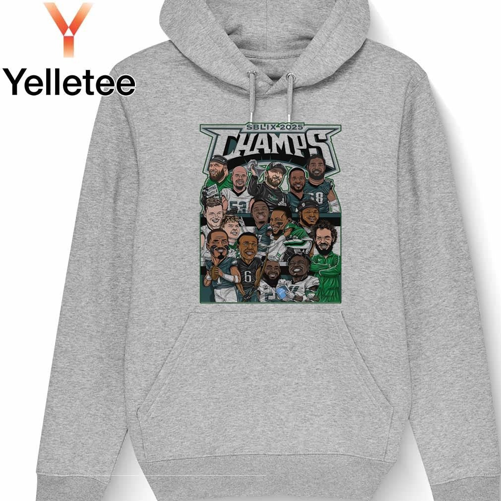 SBLIX 2025 Champs Philadelphia Eagles caricature shirt