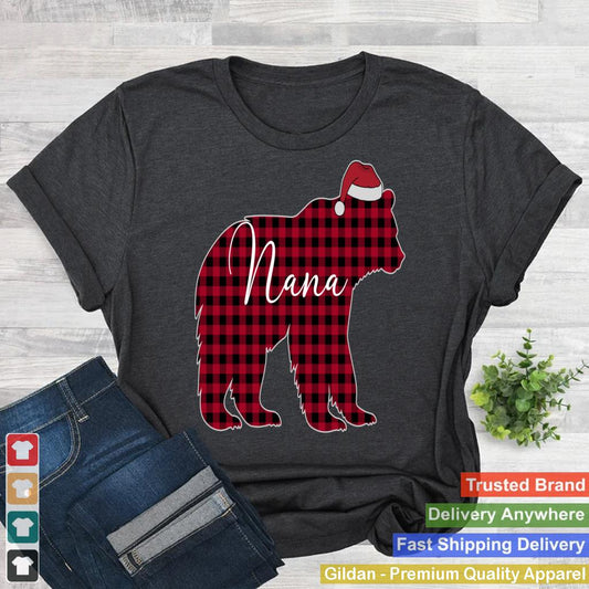 Women Red Plaid Nana Bear Family Christmas Buffalo