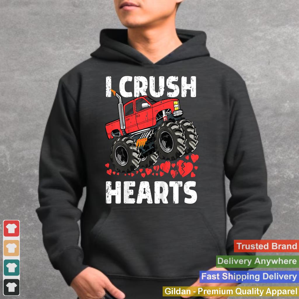 Valentines Day Monster Truck Boys Toddler I Crush Hearts