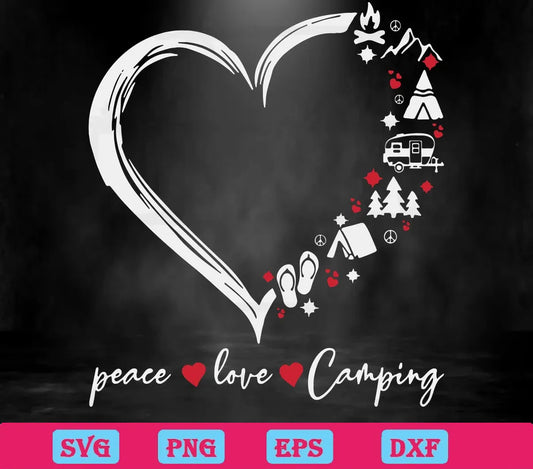 Peace Love Camping Heart Vector Svg