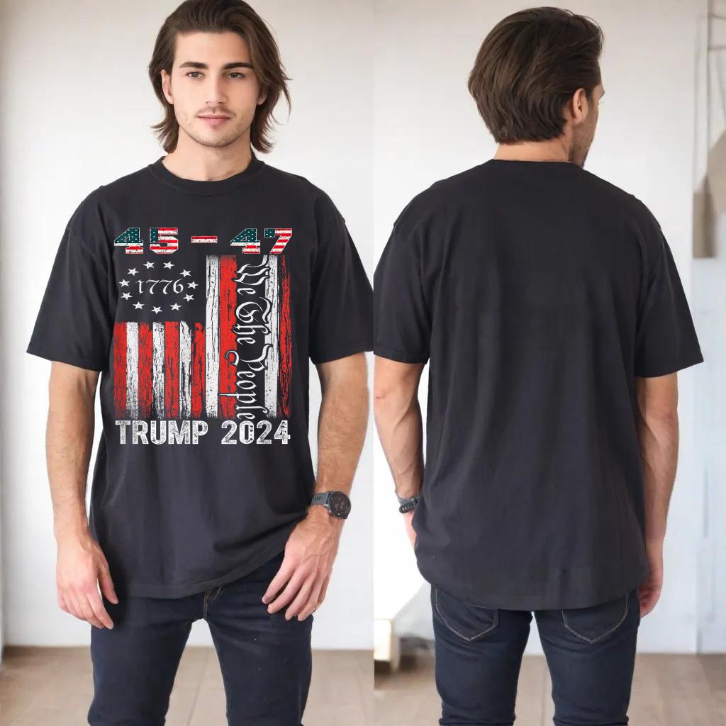 Vintage Trump 2024 45-47 US Flag We The People Vote Trump