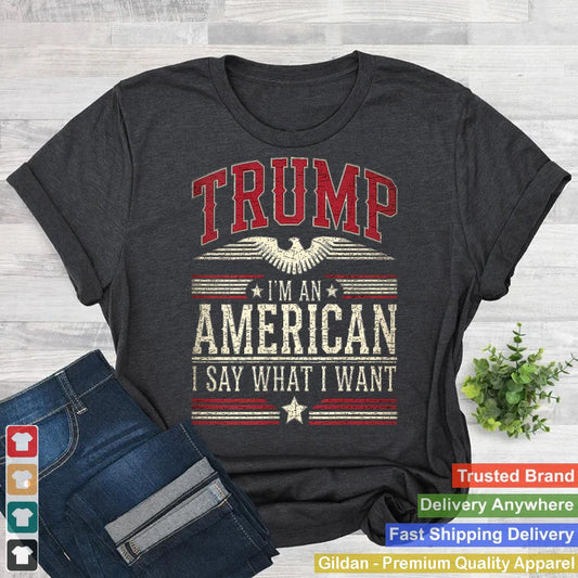 Womens Trump Iu2019m an American I Say What I Want Inauguration Tank Top