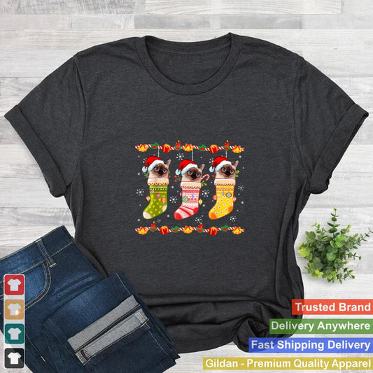 Balinese Cat In Socks Cute Christmas T Shirt