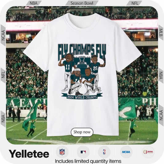 Philadelphia Eagles fly Champs fly starting 4 2024 World Champions shirt