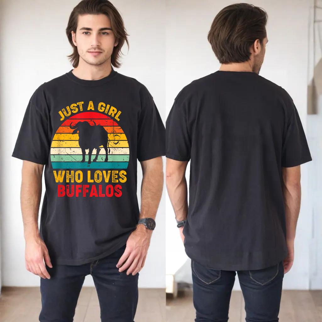 Just A Girl Who Loves Buffalos Retro Sunset Buffalo Lovers