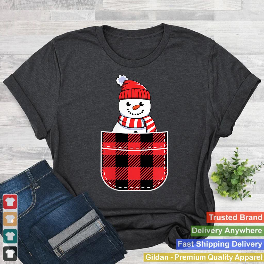 Cute Snowman In Buffalo Plaid Pocket Christmas Gift