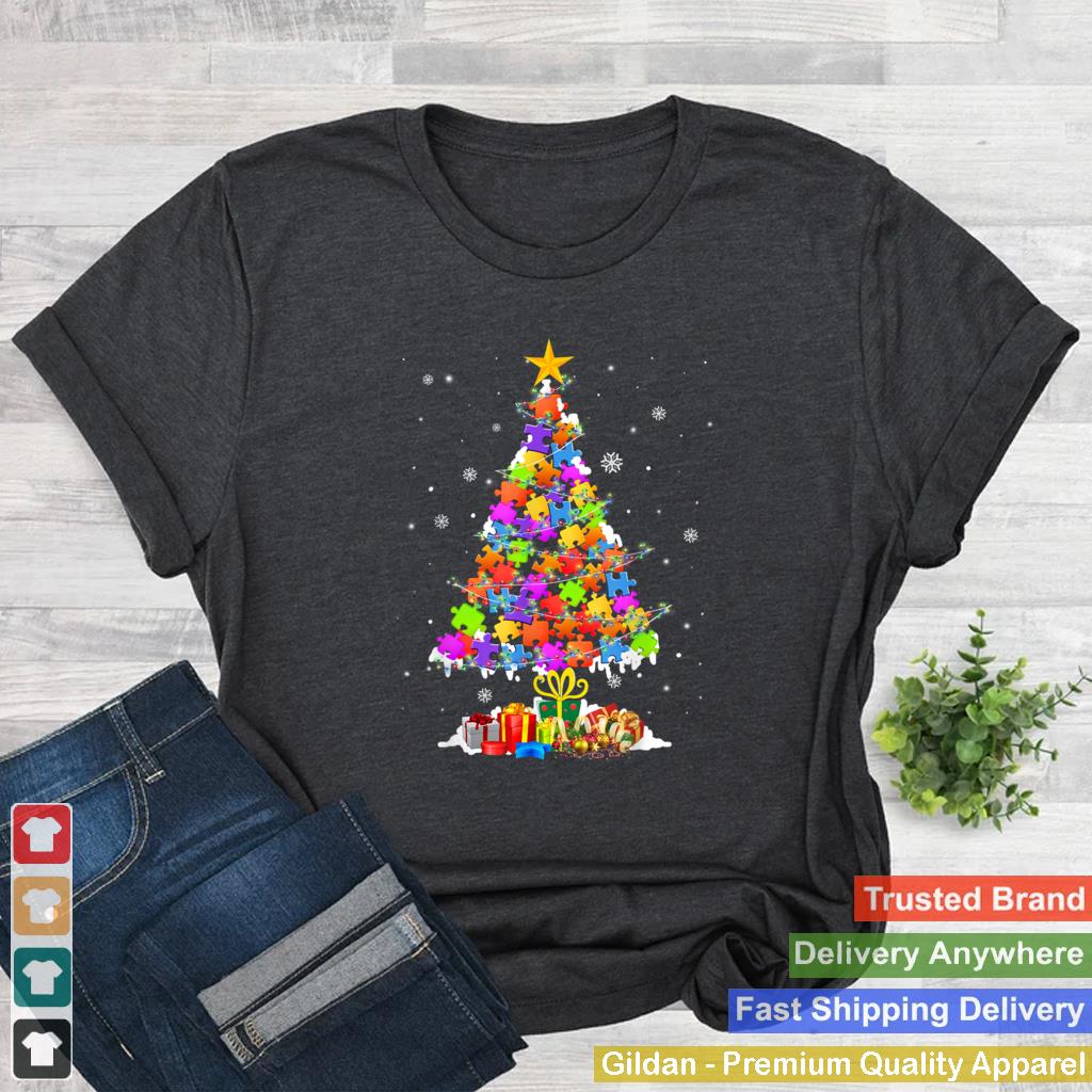 Autism Tree Christmas Pajama Autism Awareness Holiday Gifts T Shirt