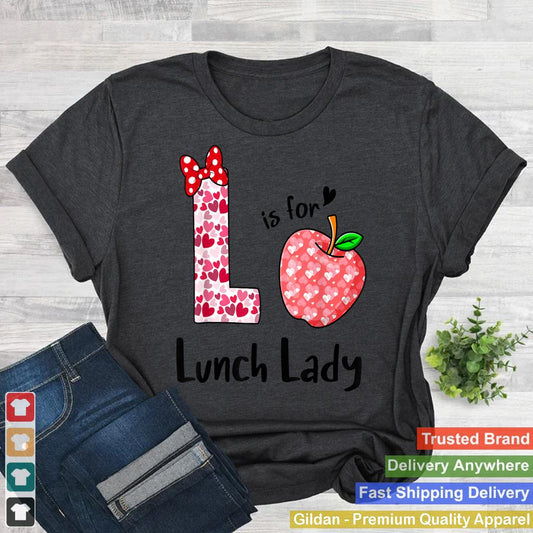 L Is For Lunch Lady Funny Valentines Buffalo Plaid