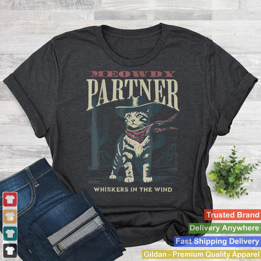 Western Cat Meowdy Partner Cowboy Cat Vintage Cat Dad