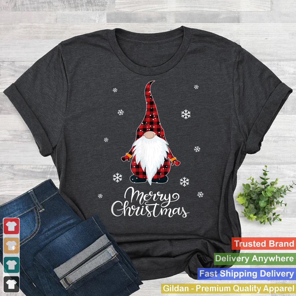 Santa Claus Garden Gnome Merry Christmas buffalo Plaid