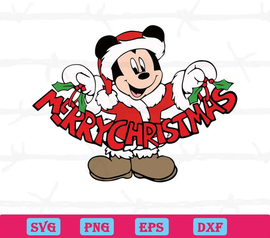 Mickey Santa Claus Merry Christmas, Svg Png Dxf Eps Digital Download