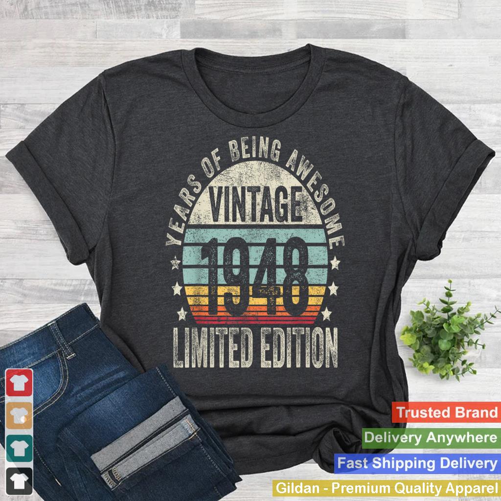 Vintage 1948 T Shirts for Men Retro Funny 1948 Birthday