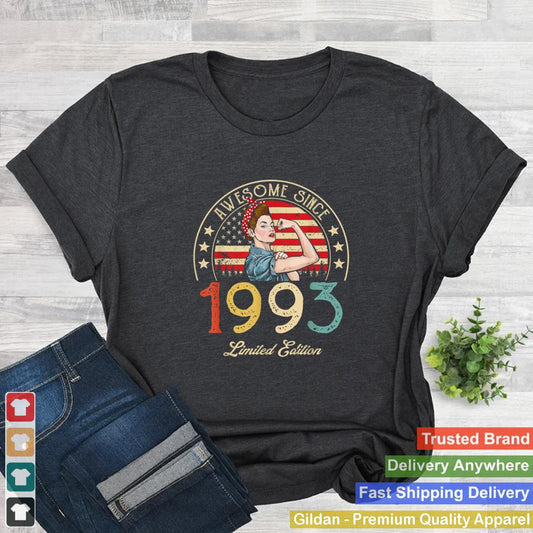 Awesome Since 1993 Vintage 1993 29th Birthday 29 Years Old T Shirt B09VYW8GG9