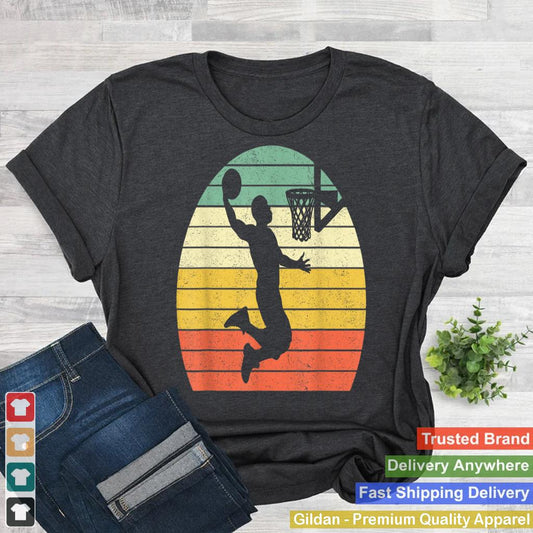 Vintage Retro Basketball Dunk Shirt Sunset Colorful Men Boys