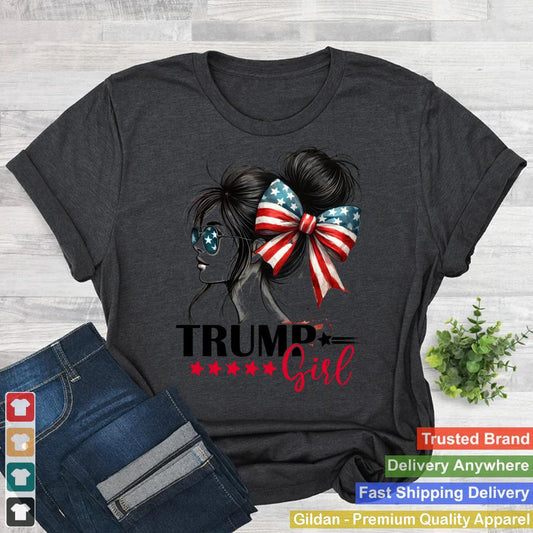 Trump Girl Messy Bun Sunglasses Trump 2024 USA Flag