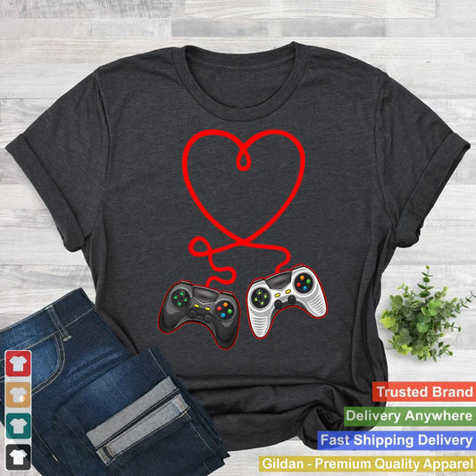 Video Gamer Valentines Day T-Shirt With Controllers Heart