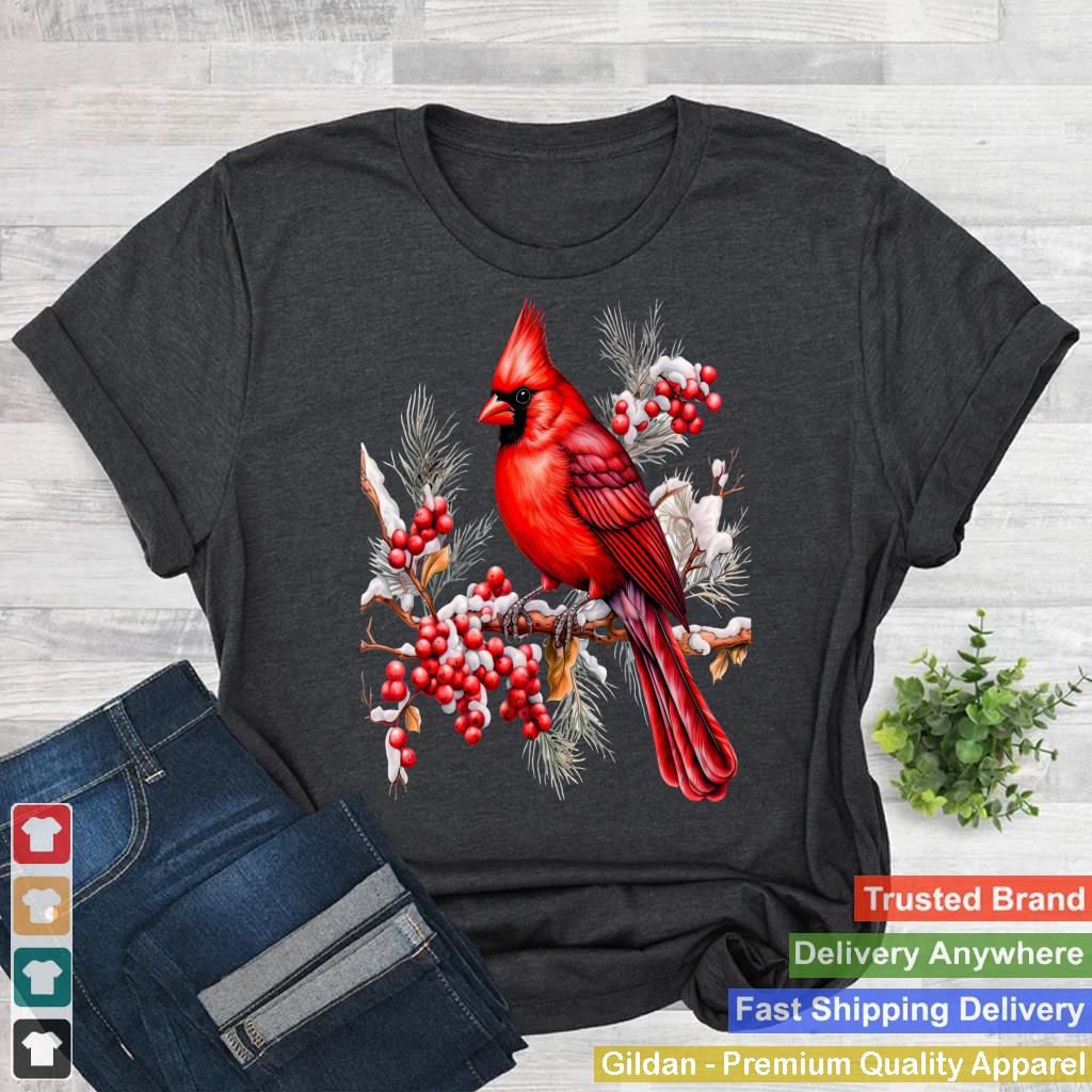 Cute Red Cardinal Flower Bird Animal Lover Design Girl Women