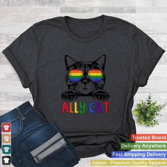 Ally cat rainbow gay pride cute lgbt animal pet lover shirt